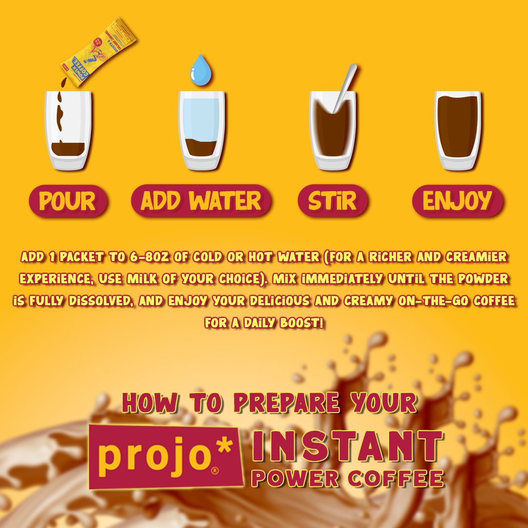Projo* Instant Power Coffee - Smooth & Creamy Caramel Flavor