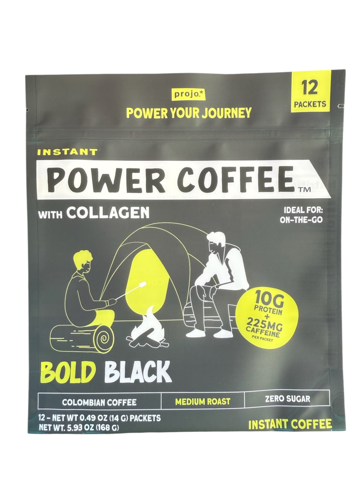 Projo* Power Coffee – Bold Black – 12 Single-Serve Packets