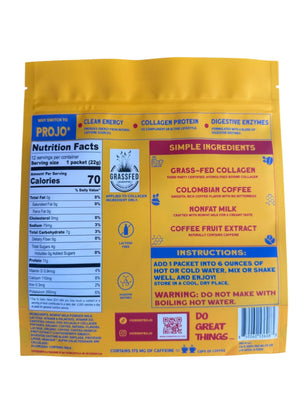 Projo* Power Coffee – Caramel Latte Flavor – 12 Single-Serve Packets