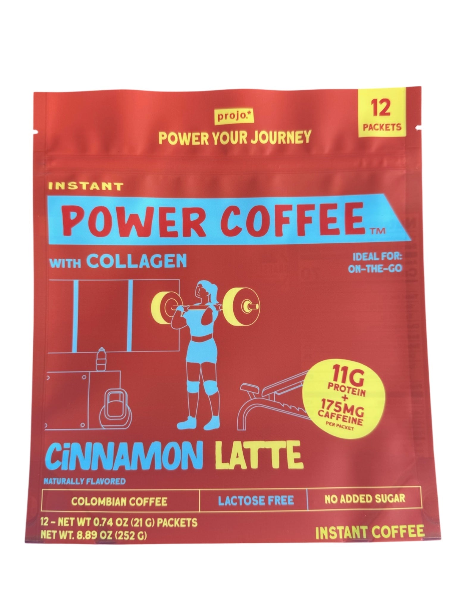 Projo* Power Coffee – Cinnamon Latte Flavor – 12 Single-Serve Packets
