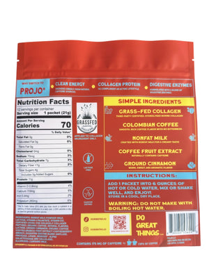 Projo* Power Coffee – Cinnamon Latte Flavor – 12 Single-Serve Packets