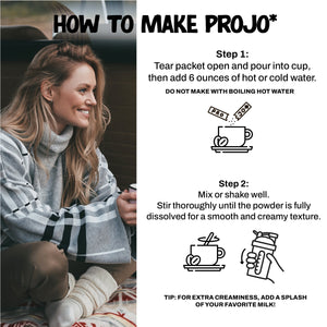 Projo* Power Coffee – Vanilla Latte Flavor – 12 Single-Serve Packets